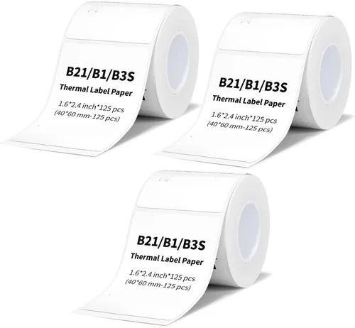 Miniatura 4 de Cinta para etiquetar B1 B21 B3S, 3 rollos de papel de impresión de etiquetas adaptadas, mini etiquetas adhesivas de 1.57 x 1.18 pulgadas