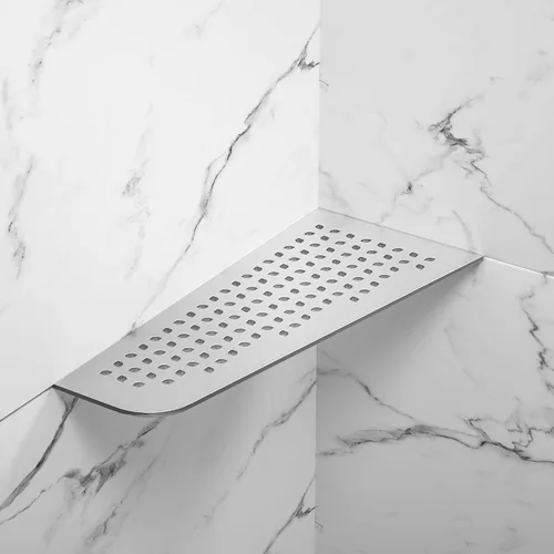 Miniatura 8 de Estante esquinero de ducha de 12 pulgadas, color negro mate 304, estante esquinero cuadrilátero de acero inoxidable empotrado resistente para baño