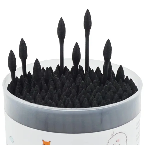 Miniatura 3 de Hisopos de algodón negro con punta de precisión, 400 unidades, brotes de algodón orgánico puntiagudo, doble cara, firmemente envueltos, punta