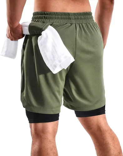 Miniatura 2 de 2 in 1 Mens Shorts Casual 2 Pack, Running Gym Shorts for Men 7 Inch, Workout Shorts Men with Pockets &Towel Loop