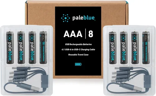 Miniatura 6 de paleblue USB Rechargeable AAA Lithium Batteries, 1 Hour Charge Time, Recharge Over 1000 Times, 600 mAh, 4-in-1 USB-A to USB-C Charging Cable, 4 Pack