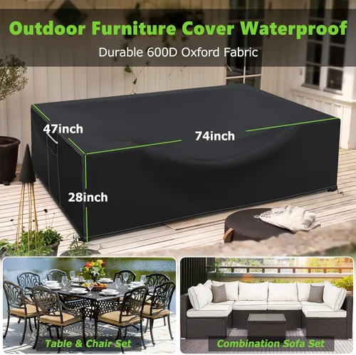 Miniatura 2 de Fundas para muebles de patio impermeables, resistentes 600D, fundas para muebles de exterior para sofá seccional exterior, resistente al desgarro