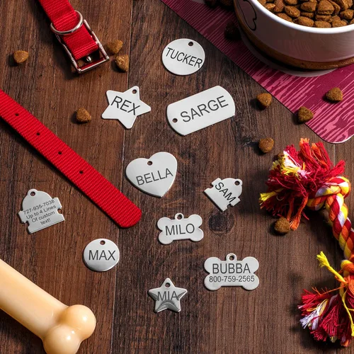 Miniatura 3 de Providence Engraving - Etiquetas de identificación de acero inoxidable con grabado personalizado para mascotas. Etiquetas en tamaño pequeño