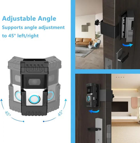 Miniatura 3 de Soporte antirrobo para timbre con ángulo ajustable (45° izquierda/derecha), soporte para timbre de puerta de video 1/2/3/3 Plus/4/(versión