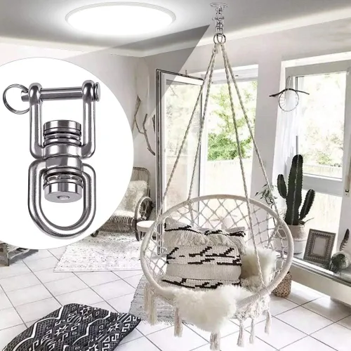 Miniatura 5 de BeneLabel Columpio giratorio con 2 rodamientos, rotación de 360°, capacidad de 770 libras, dispositivo de rotación más seguro, accesorio colgante