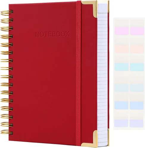 Miniatura 12 de Cuaderno de espiral, diario de cuero de tapa dura para mujeres y hombres, cuadernos gruesos de 300 páginas con rayas universitarias para el trabajo