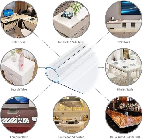 Miniatura 3 de Protector de mesa de comedor impermeable de PVC, almohadillas protectoras de plástico antideslizante, cubierta de mantel de vinilo para cocina
