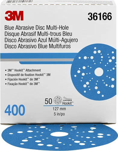 Miniatura 24 de 3M 3M-36142 Hookit disco abrasivo azul multi-agujero, 3" 80 Grado