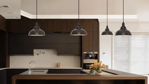 Miniatura 8 de Paquete de 3 Luces Colgantes de Estilo Granja Ajustables Iluminación Colgante para Isla de Cocina Industrial Luces Colgantes de Granero Sobre Isla