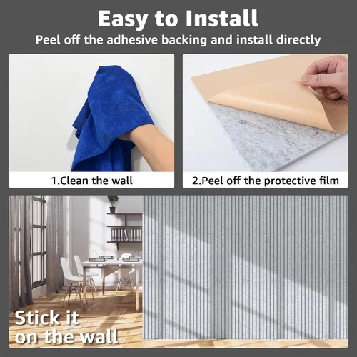 Miniatura 7 de Art3dwallpanels Paquete de 10 paneles acústicos, paneles de pared insonorizados de 48 x 12 x 0.35 pulgadas, autoadhesivos de alta densidad que