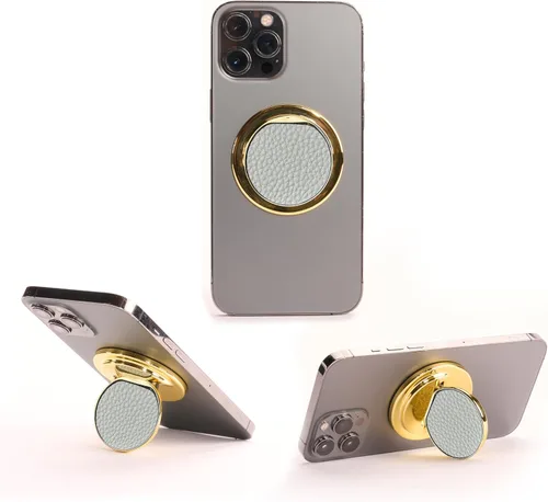 Miniatura 15 de HANDL O MagSafe - Agarre y soporte de cuero negro para teléfono, agarre magnético extraíble, soporte retráctil para dedos POPL Tap-to-Share Contact
