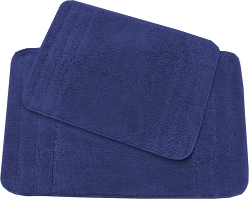 Miniatura 2 de All American Collection Juego de 2 alfombrillas de baño rectangulares antideslizantes de felpa lanuda absorbente de agua para baño y bañera de Beige
