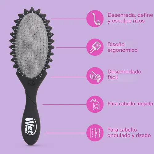 Miniatura 6 de Wet Brush Cepillo desenredante para rizos, negro, definición de rizos para tipos de cabello rizado y enrollado, cerdas IntelliFlex desenredan