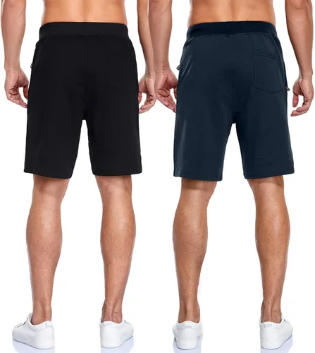 Miniatura 4 de Boyzn Pantalones cortos deportivos para hombre, cómodos, de algodón, con cintura elástica, con bolsillos con cremallera