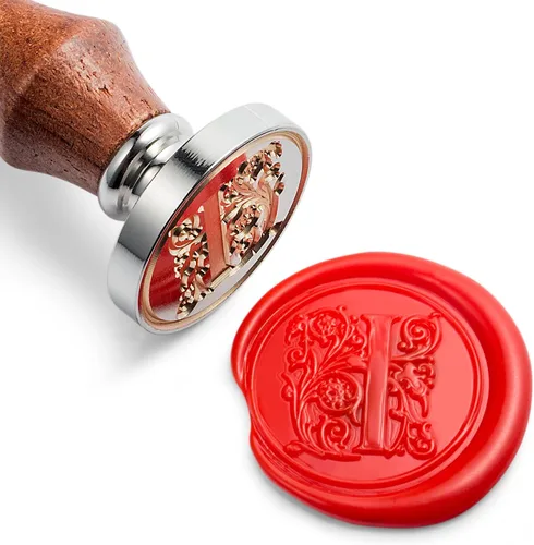 Sello de cera Mceal, sello grande de 1 1/5"(30mm) de diámetro, cabeza de latón plateado con mango de madera, serie de letras de la A a la Z de