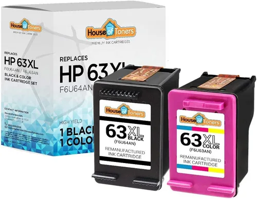Houseoftoners Cartuchos de tinta remanufacturados para HP 63XL, repuesto de alto rendimiento para HP 63 XL Deskjet 1112 2130 3630 3631 3632
