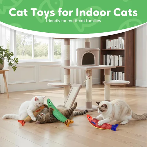 Miniatura 6 de Juguetes de hierba gatera Saury Fish, Cat & Kitten Chew Kicker Juguetes interactivos arrugados para gatos adultos aburridos en interiores y gatitos
