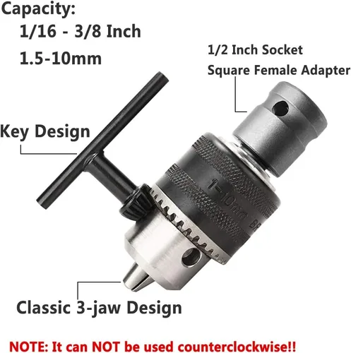 Miniatura 5 de Yakamoz Portabrocas de llave de 0.059-0.394 in de capacidad de 1/16 a 3/8 pulgadas para herramienta de conversión de llave de impacto de aire