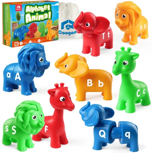 Coogam Juego de emparejar letras ABC, 26 piezas, juguete educativo preescolar de habilidad motora fina, reconocimiento de colores y formas del