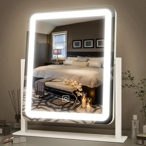 Miniatura 15 de FENNIO - Espejo de tocador con luces, espejo de maquillaje iluminado LED, pantalla táctil con 3 modos de iluminación, regulable, para mesa