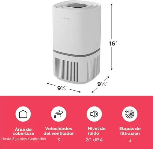 Miniatura 3 de Frigidaire PureA300 purificador de aire HEPA para dormitorios pequeños, cubre hasta 850 pies cuadrados, filtración de 3 etapas, certificación Energy