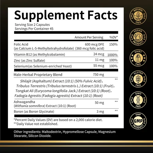 Miniatura 2 de Shilajit para hombres, refuerzo de prueba 10 en 1 para hombres – Potenciador de resistencia, vitalidad y fuerza, suplemento de mejora masculina