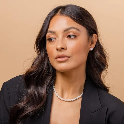 Miniatura 2 de PAVOI Collar redondo de plata de ley con perlas de concha de imitación blanca Gargantilla de perlas Joyería para mujer