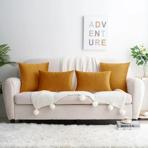 Miniatura 5 de HWY 50 Fundas de Almohadas Decorativas de Terciopelo Naranja 16x16 Pulgadas, Paquete de 2 Suaves Acogedoras Sólidas Decorativas de Otoño de Lujo