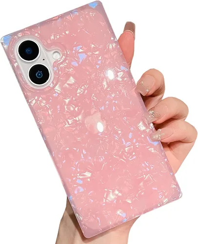 Miniatura 44 de Elegante Funda con Concha de Madre Perla para Niña Compatible con iPhone 14 de 6.1 Pulgadas, Funda Rectángulo con Borde, Elegante y delgada