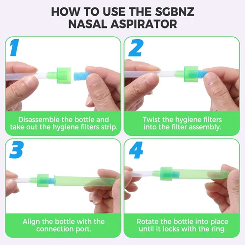 Miniatura 4 de Aspirador nasal para bebé con 20 filtros de higiene, limpiador de nariz reutilizable para bebés, fácil de usar y limpiar, 0+recién nacido-portátil