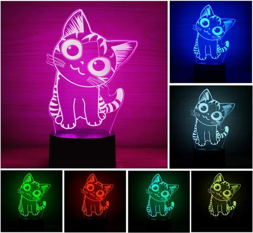 Miniatura 4 de Luz nocturna LED de ilusión óptica 3D, lámpara de escritorio para dormir para niños y niñas, control táctil, 7 cambios de color, alimentada por USB