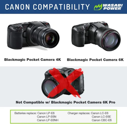 Miniatura 3 de Wasabi Power Batería LP-E6, LP-E6N (paquete de 2) para Canon EOS 5D Mark II/III/IV, 5DS, 5DS R, 6D, 6D Mark II, 7D, 7D Mark II, 70D, 80D, 90D, R