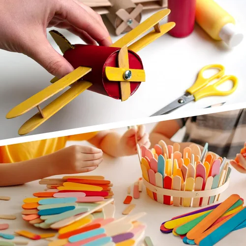 Miniatura 7 de WISYOK Palitos de manualidades jumbo de 8 pulgadas de colores, 60 piezas de madera natural extra grandes, palitos de paleta de madera arcoíris