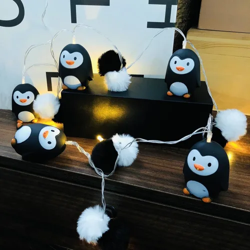Miniatura 11 de Guirnalda de luces con forma de pingüino con forma de animal, funciona con pilas, luz nocturna de pingüino para decoración del hogar, fiesta, niños