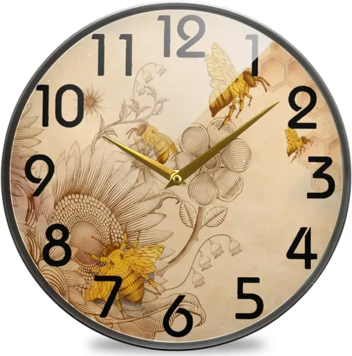 Miniatura 8 de Naanle Reloj de pared redondo con estampado de bandera de la policía estadounidense envejecida, reloj de escritorio analógico silencioso de cuarzo