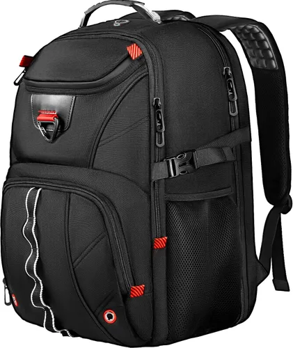 Z-MGKISS Mochila de viaje, mochila grande de viaje para laptop para hombres y mujeres con mochila comercial aprobada por la aerolínea TSA, Negro-2,