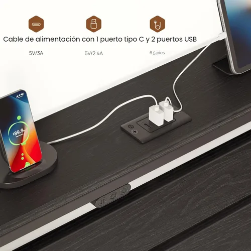 Miniatura 5 de Rolanstar Base de cama individual con 4 cajones, luces LED y estación de carga, plataforma de metal con cabecera de almacenamiento, sin ruido, fácil