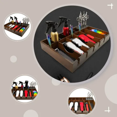 Miniatura 8 de Beaupretty Tijeras eléctricas, caja de almacenamiento de herramientas para el cabello, organizador de peluquería con gran capacidad, 17.91 x 11.02 x