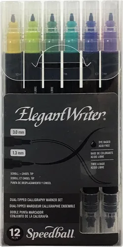 Miniatura 11 de Set de 6 marcadores de punta mediana para caligrafía Speedball Elegant Writer