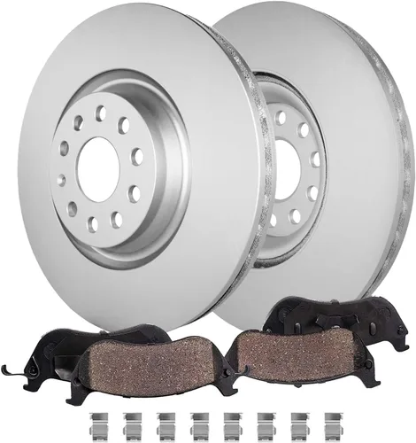 Miniatura 43 de Detroit Axle - Kit de freno trasero para Chevy Equinox Captiva Sport GMC Terrain Pontiac Torrent Saturn Vue Pinzas de freno de disco con soportes