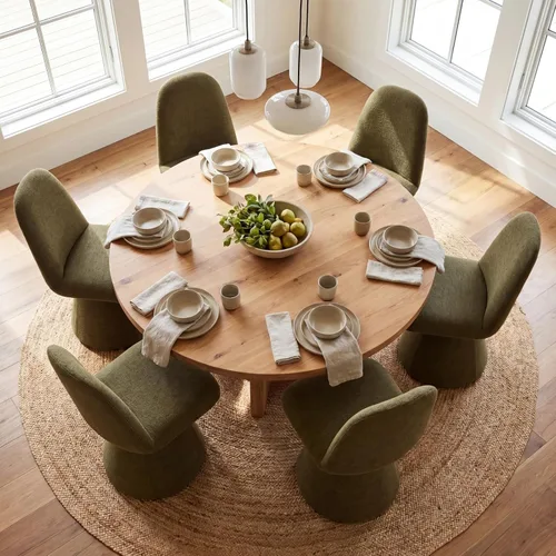 Miniatura 7 de DUOMAY Juego de 2 sillas de comedor giratorias de 360°, modernas de mediados de siglo, tapizadas con respaldo alto, base giratoria silenciosa, silla