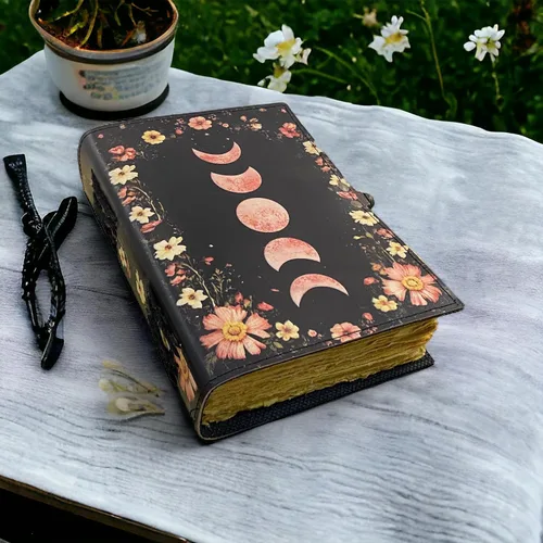 Miniatura 5 de Diario de hechizos en blanco con cierre de cerradura, hecho a mano, vintage, fase lunar, diario, diario de cuero, oración, brujería pagana