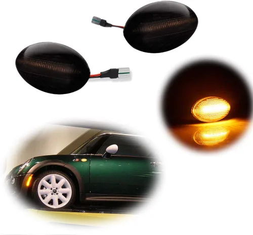 Lente ahumada ámbar Led Fender lateral marcador luz luz de señal de giro para Mini Cooper R50 R52 R53