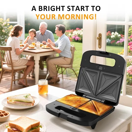 Miniatura 7 de Máquina 3 en 1 para Gofres, Parrilla y Sándwiches, Sandwichera Prensa Panini Plancha de Gofres con Placas Antiadherentes Extraíbles y Luces