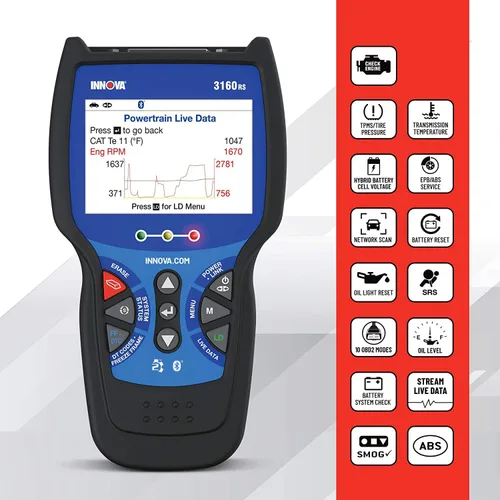 Miniatura 4 de INNOVA Escáner OBD2 3160RS, purgador de frenos ABS, diagnósticos de transmisión del motor ABS SRS, reinicio de luz de airbag, probador de batería