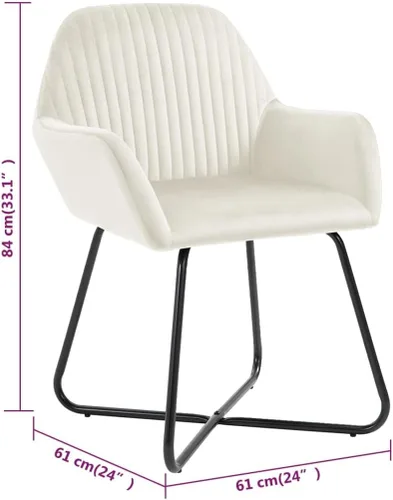 Miniatura 2 de Dining Chair Set of 2 Cream Velvet Upholstered Chairs with Sturdy Steel Frame and Ergonomic Design for Dining Room Kitchen and Living Room Cream a