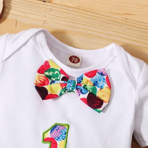 Miniatura 22 de IDOPIP Traje formal para bebé niño para el primer cumpleaños de Cake Smash con corbatín y tirantes y pantalones cortos para sesión de fotos
