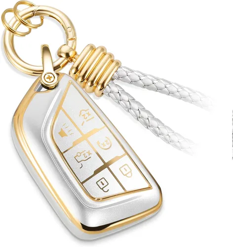 Miniatura 47 de para Cadillac - Funda para llavero con cuerda trenzada metálica, funda suave mejorada para 2020 en adelante CT4 CT5 CT6 XTS XT4 XT5 ATS, etc.