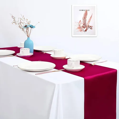 Miniatura 4 de Paquete de 5 caminos de mesa de satén de tela suave para bodas, cumpleaños, banquetes, fiestas, decoración de Navidad y festividades