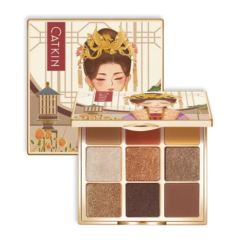 Miniatura 7 de Catkin Paletas de sombras de ojos 9 tonos mezclables Sombra de ojos suave de larga duración Maquillaje de ojos mate y purpurina Paletas de C12
